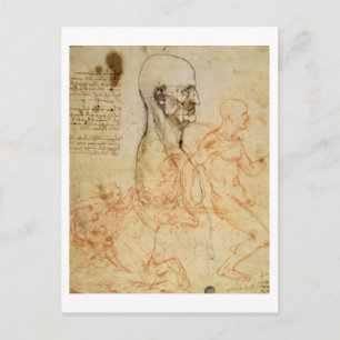 Torso van een Man in profiel, het hoofd vierkant v Briefkaart