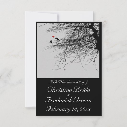 Tortelduifjes, 3,5 x5-inch bruiloft rsvp (Voorkant)