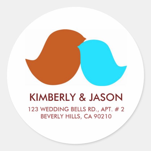 Tortelduifjes Adresetiketten Ronde Sticker (Voorkant)