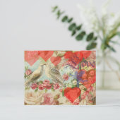 Tortelduifjes Antiek Hart Briefkaart (Staand voorkant)