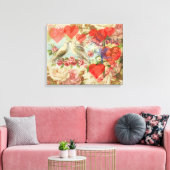 Tortelduifjes  Antiek Hart Canvas Afdruk (Insitu (Woonkamer))