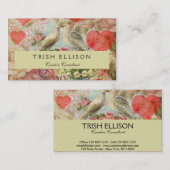 Tortelduifjes  Antiek Hart Visitekaartje (Voorkant / Achterkant)