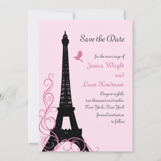 Tortelduifjes Bewaar de datum (roze) Save The Date (Voorkant)