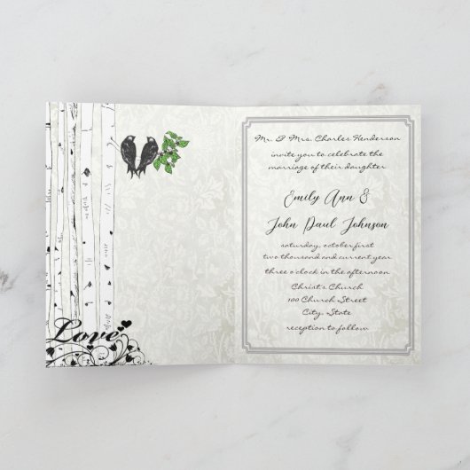  Tortelduifjes Bird Cage Wedding Invitation (Binnen)