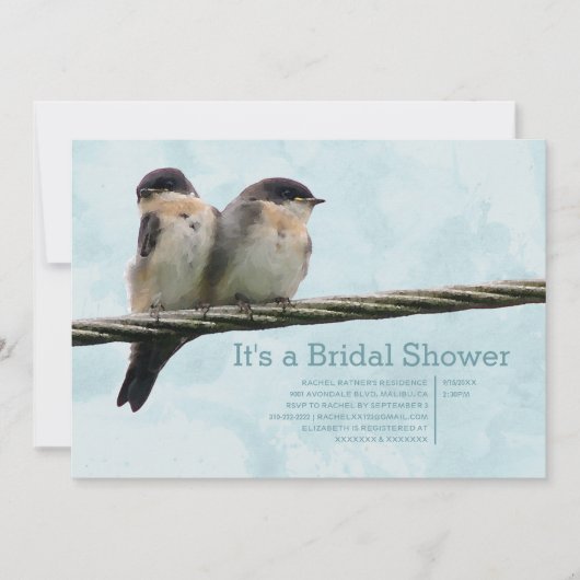 Tortelduifjes Bridal Shower Invitations Kaart (Voorkant)