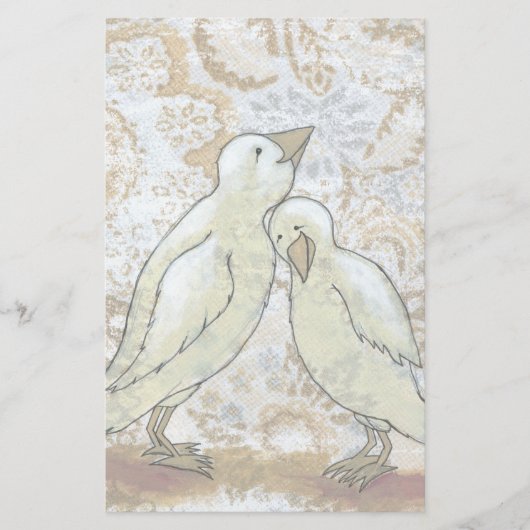 Tortelduifjes briefpapier perfecte romantische kun (Voorkant)