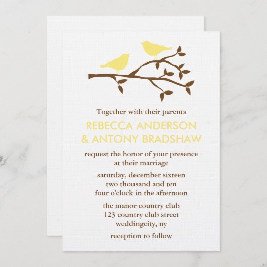 Tortelduifjes bruiloft kaart (Voorkant / Achterkant)