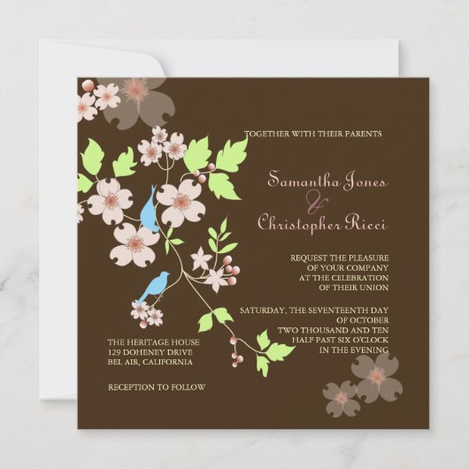 Tortelduifjes bruiloft kaart (Voorkant)