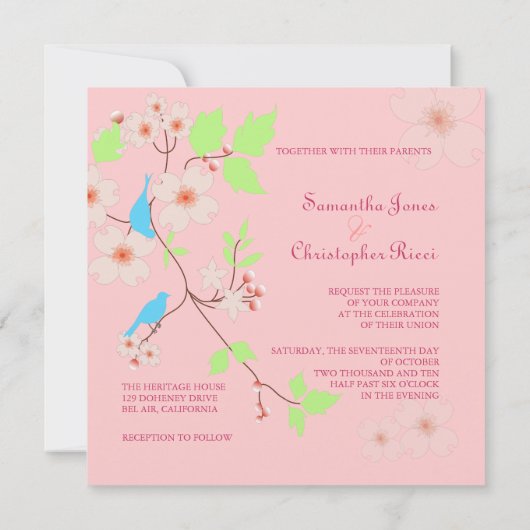 Tortelduifjes bruiloft kaart (Achterkant)