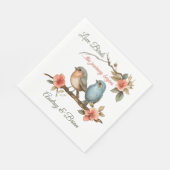 Tortelduifjes bruiloft receptie gepersonaliseerde servet (Hoek)