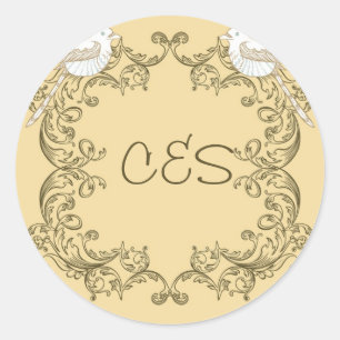 Tortelduifjes Bruin/Tan Bruiloft Envelop Stickers