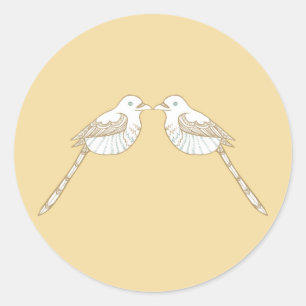 Tortelduifjes Bruin/Tan Huwelijksenvelop Afdichtin Ronde Sticker