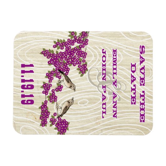 Tortelduifjes Cherry Blossom Save the Date Magneet (Horizontaal)