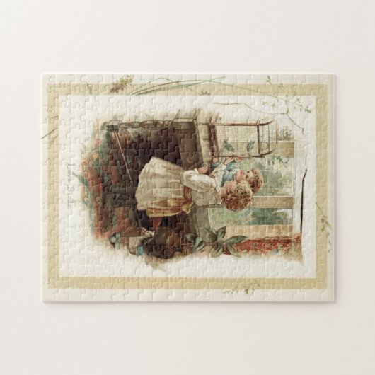 Tortelduifjes en kinderen reproductie legpuzzel (Horizontaal)