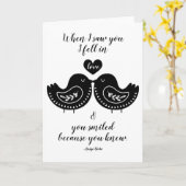 Tortelduifjes en romantische citaten kaart (Gele Bloem)