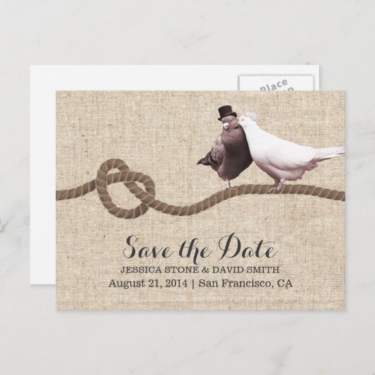 Tortelduifjes en wijnknoop sparen de Datum Aankondigingskaart (Voorkant / Achterkant)