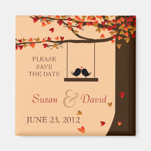 Tortelduifjes Falling Hearts Oak Tree Favor Magneet