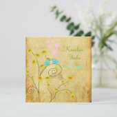  Tortelduifjes, faux parchment background... Kaart (Staand voorkant)