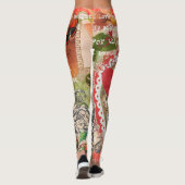 Tortelduifjes Hart Rode Kunst Collage Leggings (Achterkant)