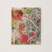 Tortelduifjes Hart Rode Kunst Collage Legpuzzel (Verticaal)