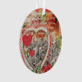 Tortelduifjes Hart Rode Kunst Collage Ornament (voorkant)