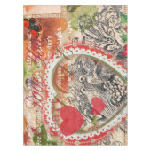 Tortelduifjes Hart Rode Kunst Collage Tafelkleed (Voorkant)