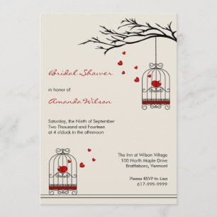 Tortelduifjes in Birdcages Bridal Shower Invitatio Kaart