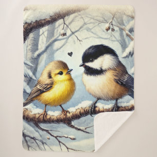 Tortelduifjes in een bevroren winterdecor sherpa deken
