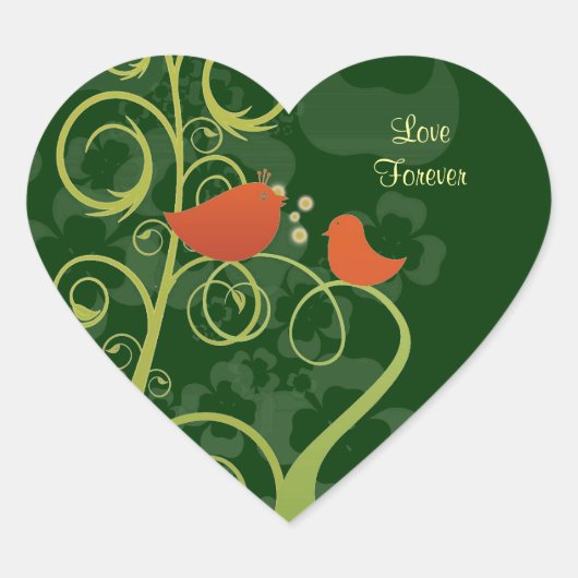 Tortelduifjes - Love Forever Hart Sticker (Voorkant)