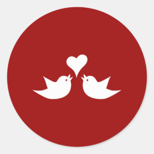 Tortelduifjes met Heart Wedding Engagement Ronde Sticker