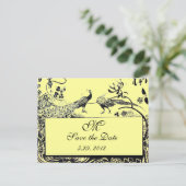 Tortelduifjes MONOGRAM zwart-wit geel Briefkaart (Staand voorkant)