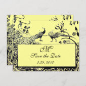 Tortelduifjes MONOGRAM zwart-wit geel Briefkaart (Voorkant / Achterkant)