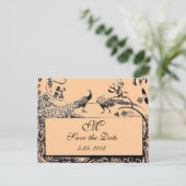 Tortelduifjes MONOGRAM zwart-wit roze Briefkaart (Staand voorkant)