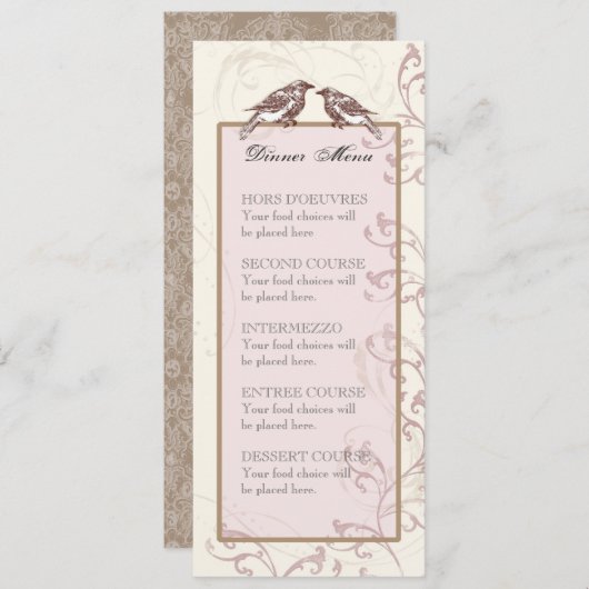 Tortelduifjes 'n kant - Menu of Wedding Invitation (Voorkant / Achterkant)