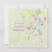 Tortelduifjes op ivoren damask Wedding Invitting Kaart (Voorkant)