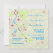 Tortelduifjes op ivoren damask Wedding Invitting Kaart (Achterkant)