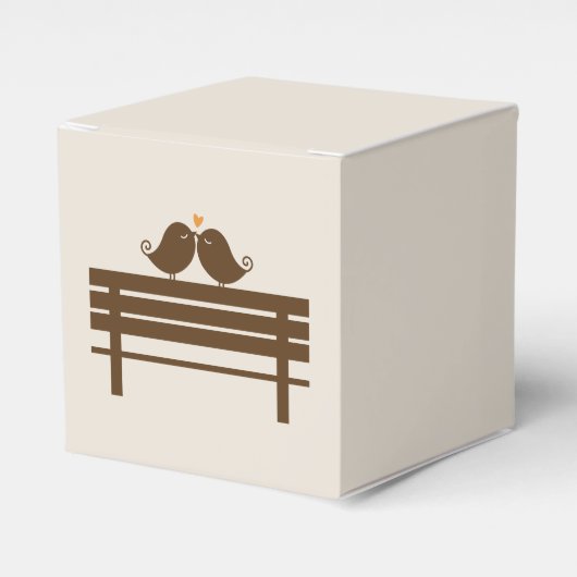 Tortelduifjes op Park Bench {oranje} Bedankdoosjes (Voorkant Zijde)