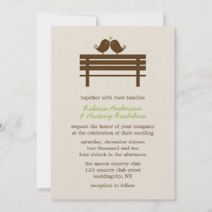 Tortelduifjes op Park Bench Wedding Kaart