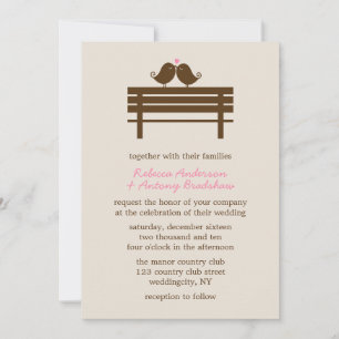 Tortelduifjes op Park Bench Wedding Kaart