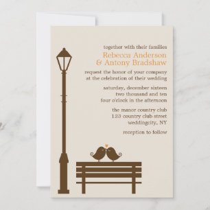 Tortelduifjes op Park Bench Wedding Kaart
