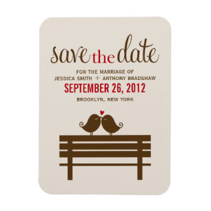 Tortelduifjes op Park Bench Wedding Magneet