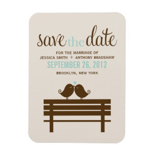 Tortelduifjes op Park Bench Wedding Magneet