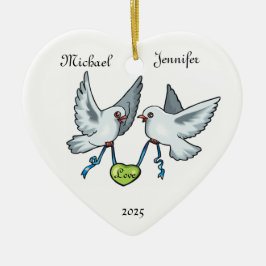 Tortelduifjes paardenweddenschap - Heart Ornament