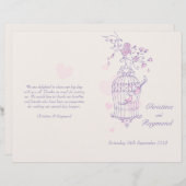 Tortelduifjes paars roze programma voor grote brui (Voorkant / Achterkant)