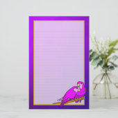 Tortelduifjes Paarse Amethyst fijn geblindeerde ba Briefpapier (Staand voorkant)