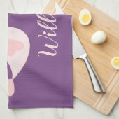 Tortelduifjes paarse en roze theedoek (Quarter Fold)