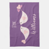 Tortelduifjes paarse en roze theedoek (Verticaal)