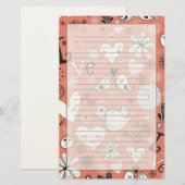 Tortelduifjes patroon briefpapier (Voorkant / Achterkant)