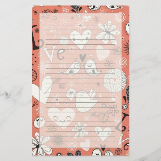 Tortelduifjes patroon briefpapier (Voorkant)