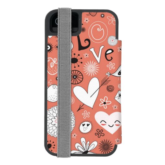 Tortelduifjes patroon incipio iPhone portemonnee hoesje (Agenda Achterkant)